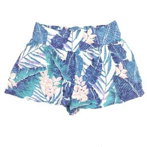 Palm Tree Print High Waist Flowy Shorts
